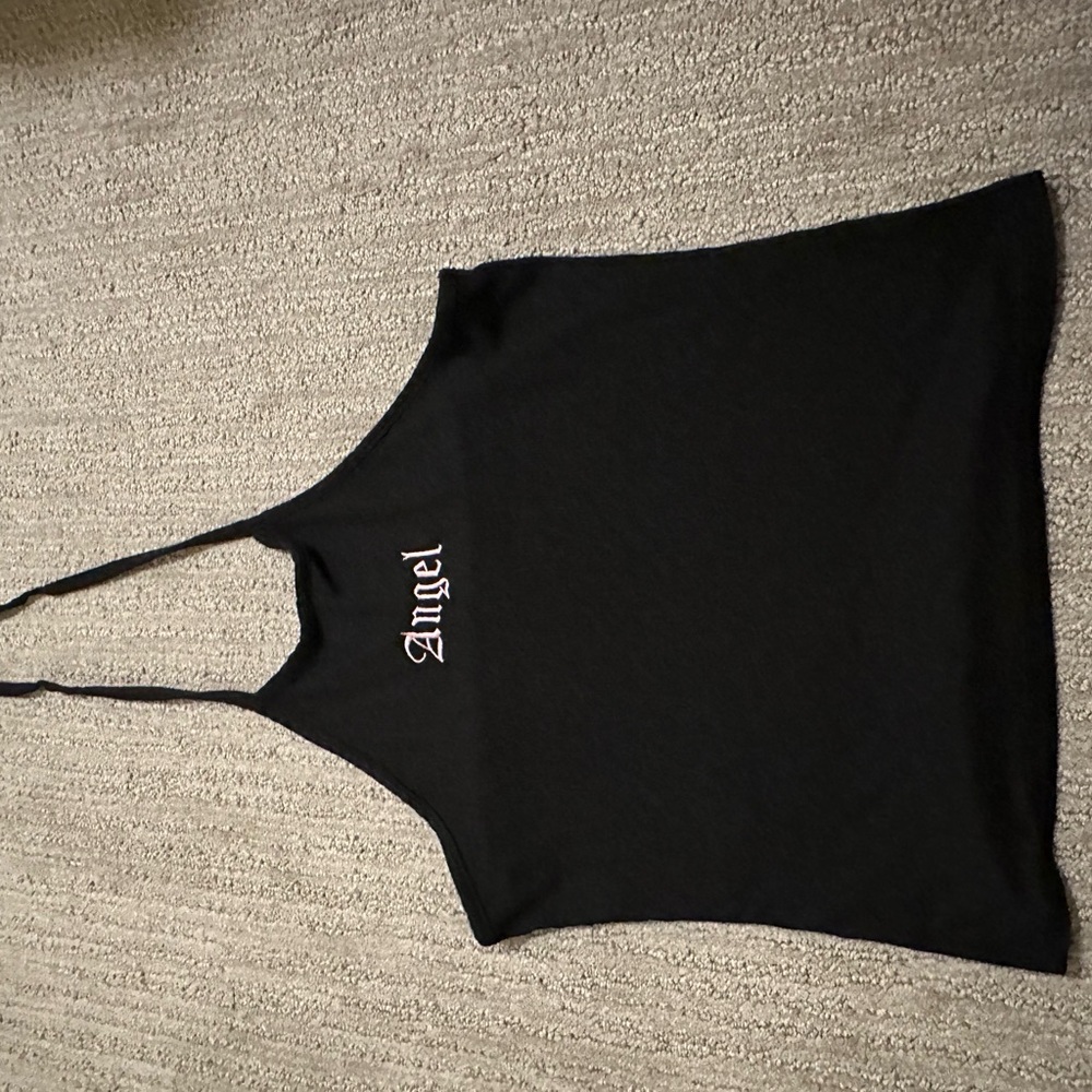 Zara Black Camisole with White 'Angel' Print